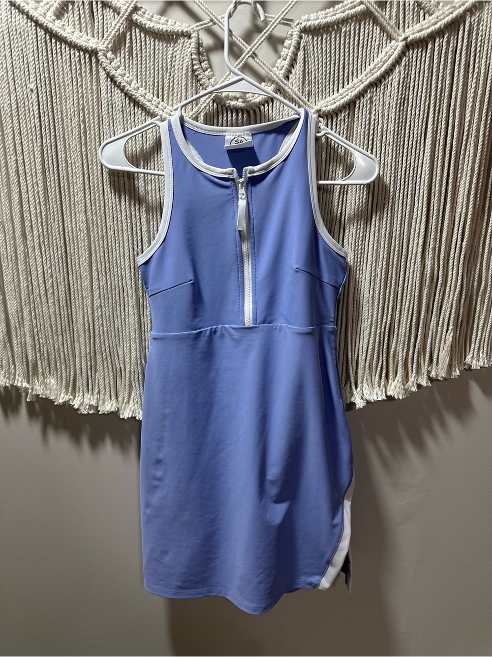 Cascade Collective Lavender Athletic Zip-Front Mini Dress with White Trim